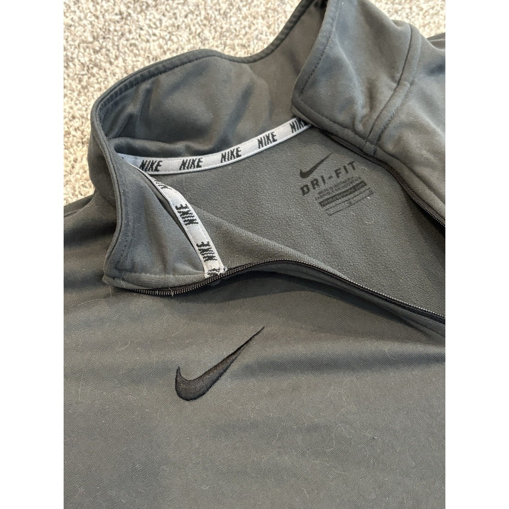 Nike Dri-FIT Mens Large Quarter Zip Pullover Gray Training Shirt L Long Sleeve